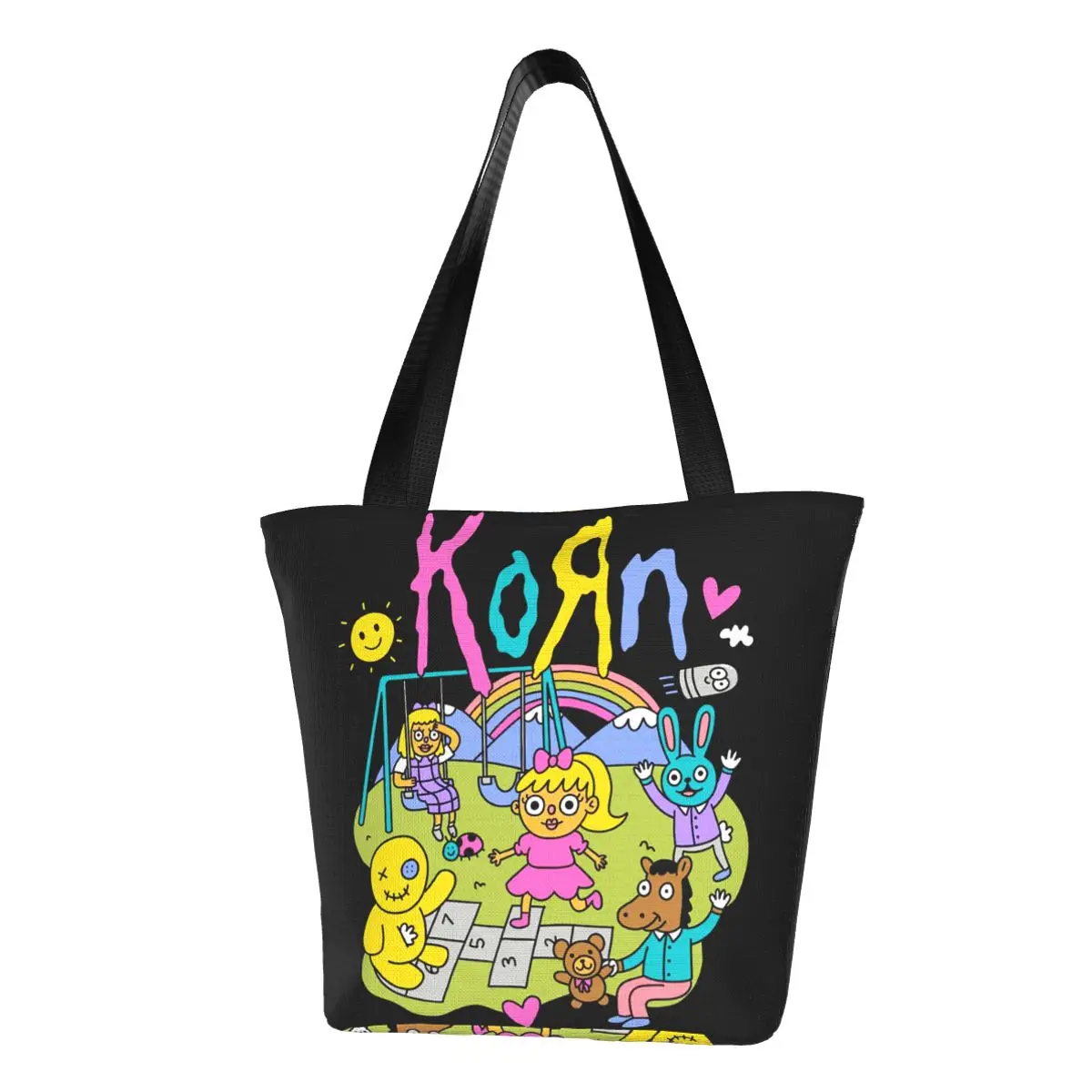 

Korn Band Cartoon Handbags Merchandise Stylish For Women Shopping Bag