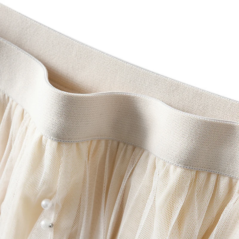 Женские Плиссированные Юбки Qooth Сетчатые Юбки-миди С Оборками И Украшением Из