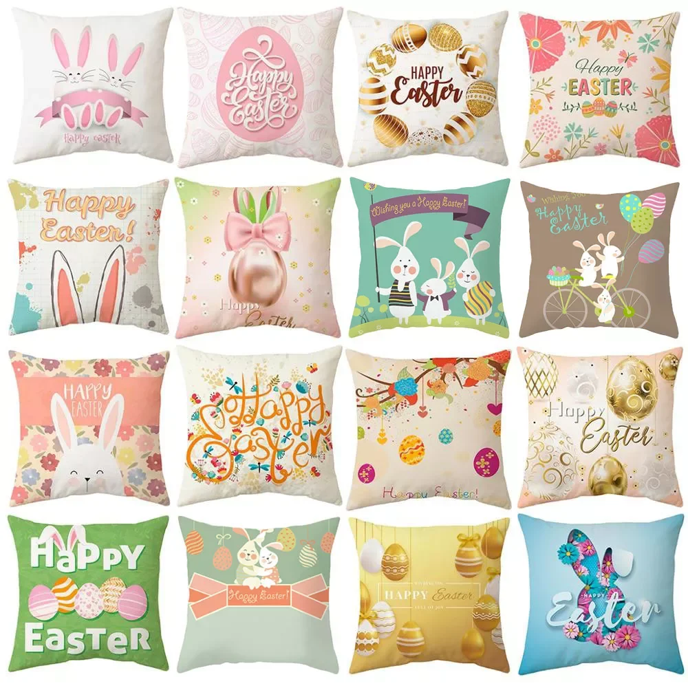 

Easter Decor Eggs Easter Cushion Cover Happy Easter Decorations For Home Sofa Decor Easter Party Gifts Pillow Case Supplies