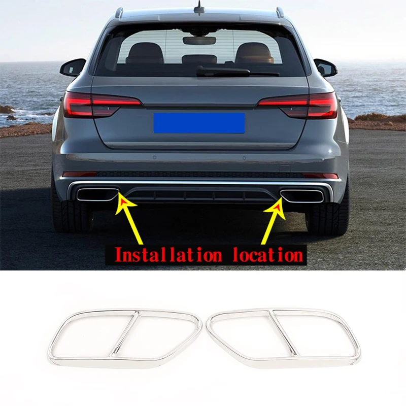 

2 шт., хромированная выхлопная труба из нержавеющей стали для Audi A4 B9 2019