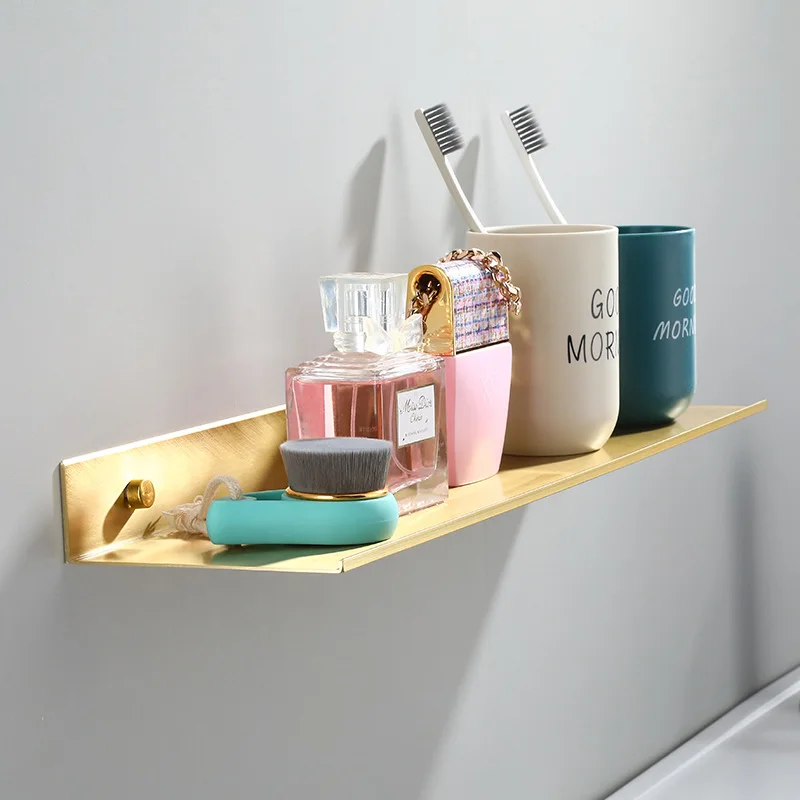 

30-60cm Space Aluminum gold bathroom shelves gold bathroom corner shelves kitchen storage rack Bathroom Hardware shelves Accesso