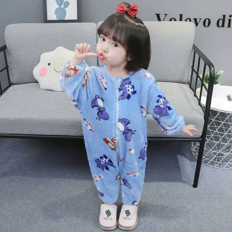 

Spring Autumn Infant Pajamas Children's Cartoon Anti Kick Quilt Sleepwear Flannel Baby Split-leg Sleeping Bag Clothes One-piece