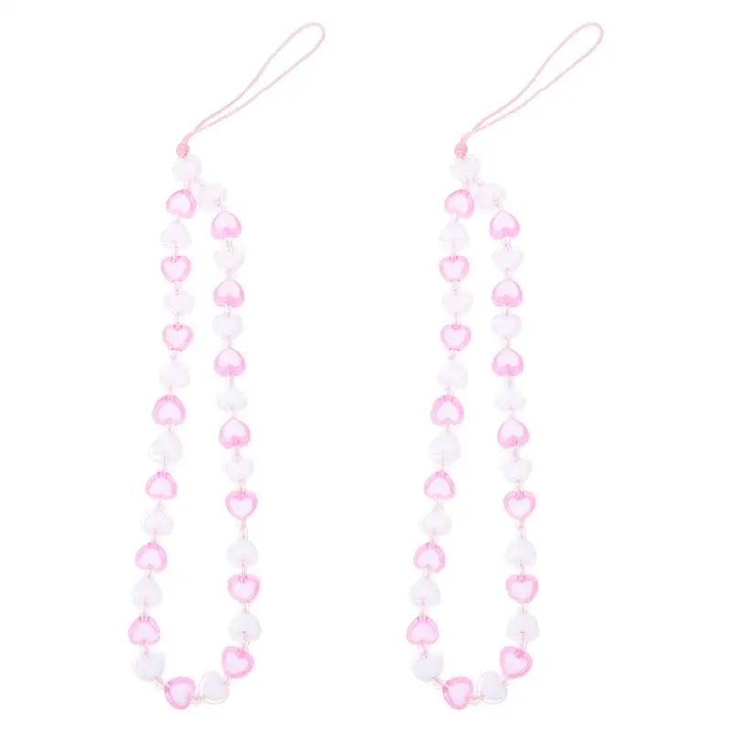 

2Pcs Mobile Phone Heart Shaped Pendant Delicate Phone Lanyard Sweet Phone Pendant