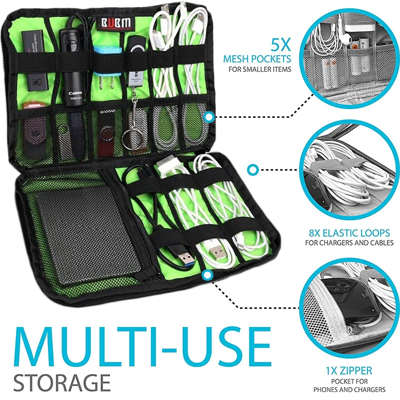 Portable Cable Storage Bag Electronic Accessory Holder Usb Data Cables Charger Watch Strap Travel Waterproof Organizer Case Tote