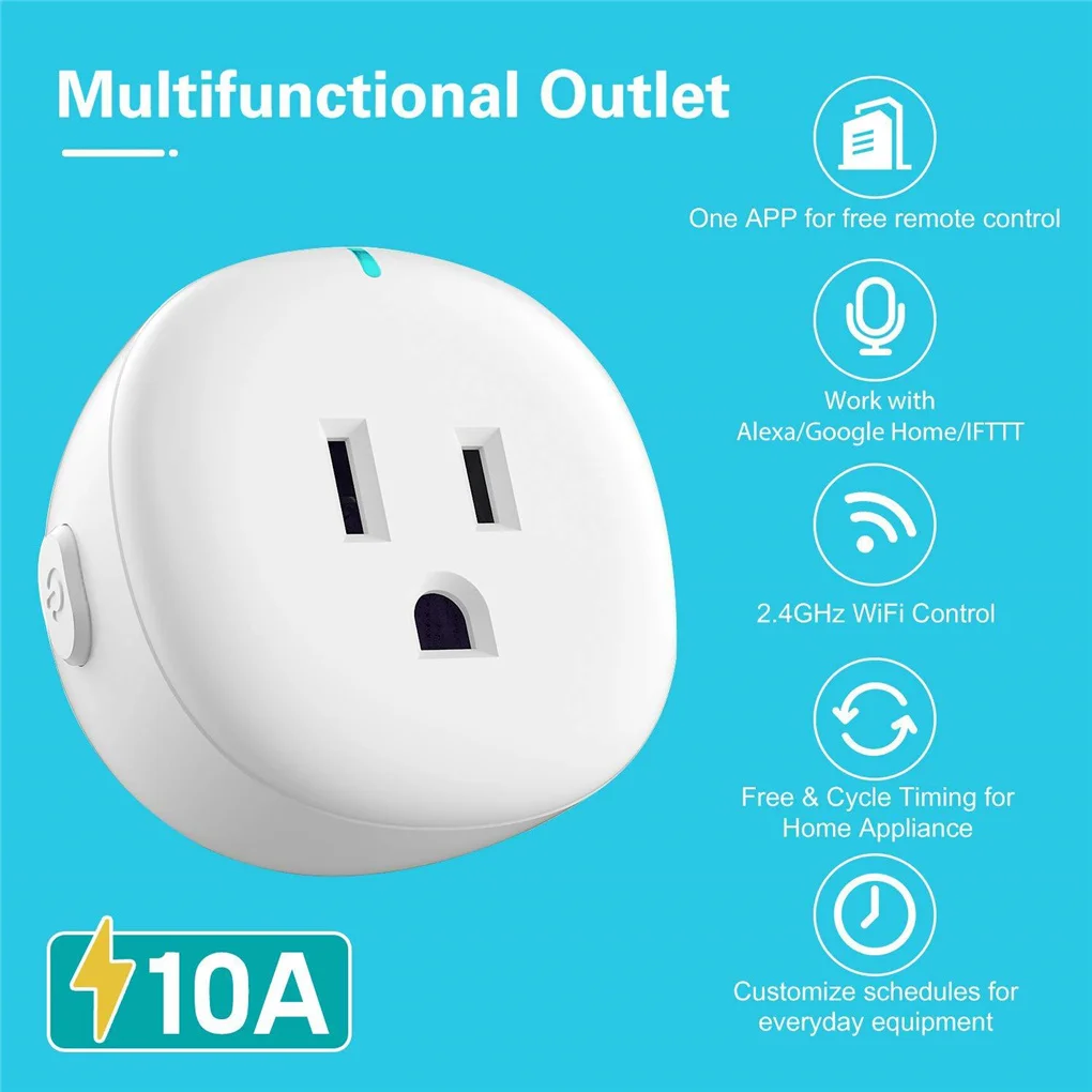 

Умная розетка с Wi-Fi и таймером, 10 А