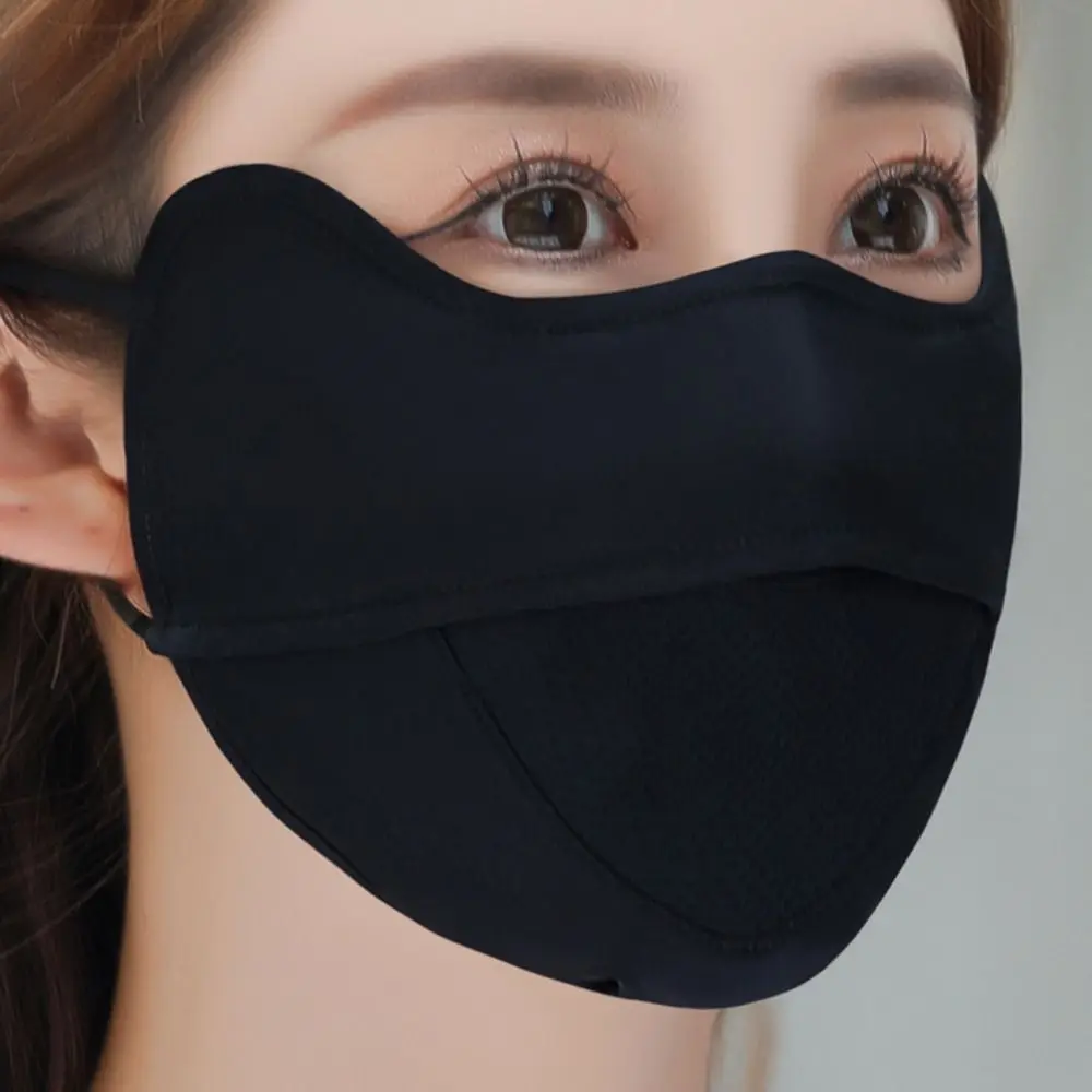 Тонкий шарф для лица из ледяного шелка с защитой от ультрафиолета однотонная