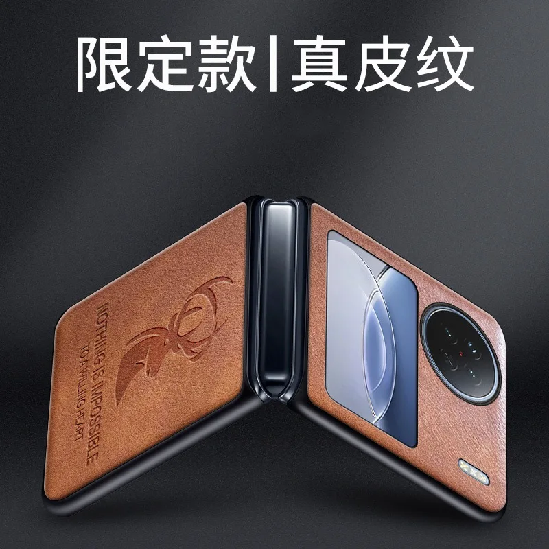 Retro Genuine Leather Funda Phone Case For VIVO X Flip Vintage Classic Elk Deer Head Pattern Protective Armor Folding Cover
