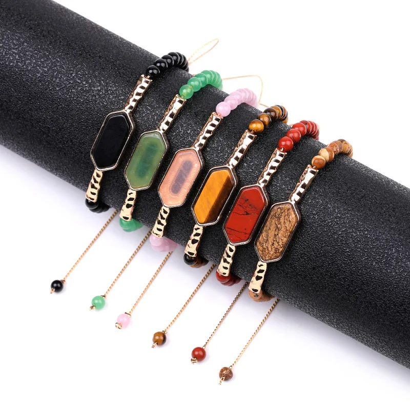 

Charm 4mm Natural Crystal Tiger Eye Stone Yoga Bracelet Adjustable Bracelet for Men and Women Friendship Jewelry