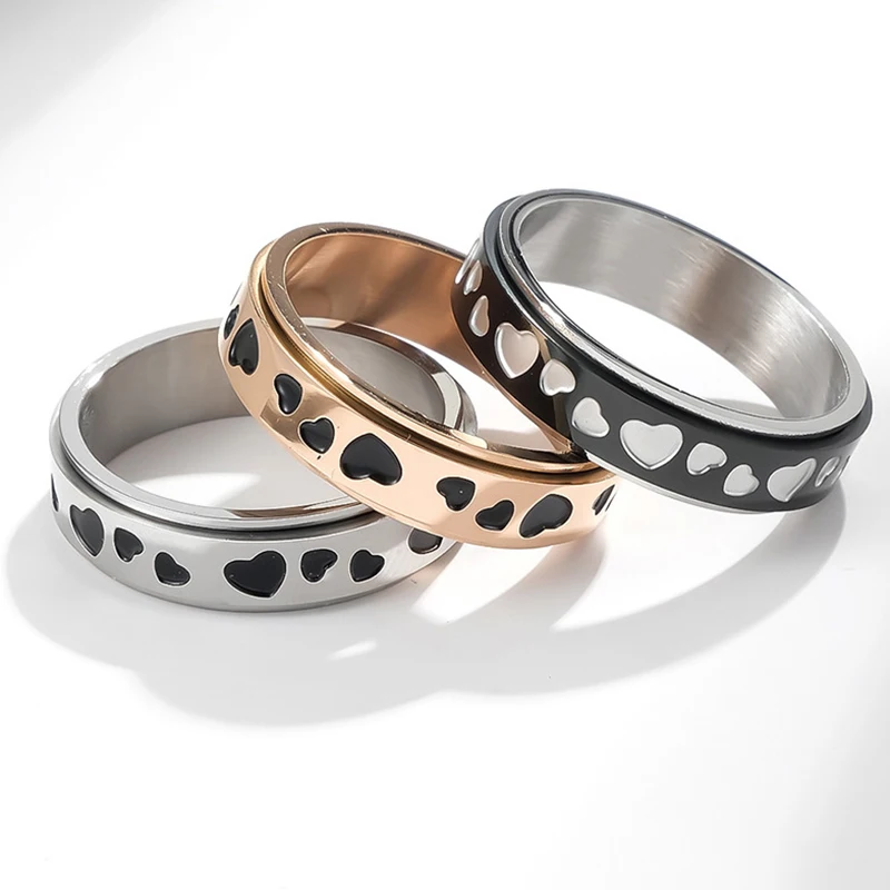 

Anxiety Ring For Women Men Rotate Freely Fidgets Bague Anti Stress Rings For Girls 2022 Trend Stainless Steel Jewelry Gifts