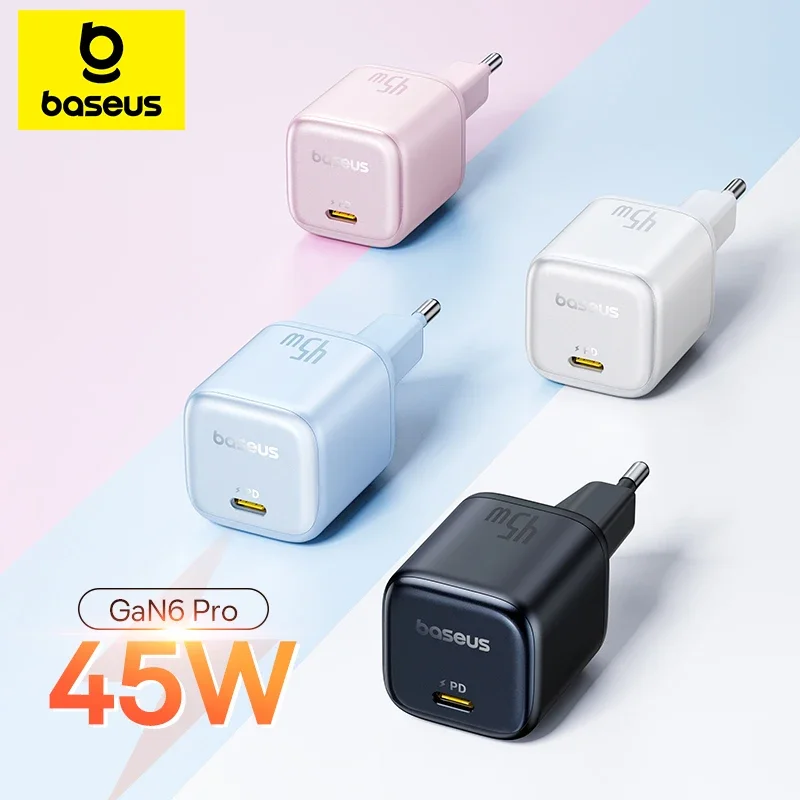 Зарядное устройство Baseus Picogo 45 Вт PD для iPhone 16 Pro Max GaN USB типа C Портативное быстрое