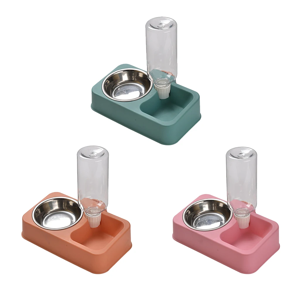 

Pet Cat Double Bowl Automatic Drinking Food Feeder Cage Dog Cats Bowl Water Fountain Anti-overturning Pets Waterer Dish Bowls