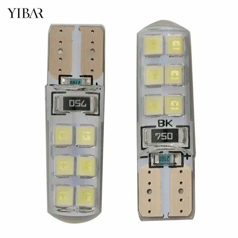 

10 шт., Ксеноновые белые светодиодные лампы T10 W5W 12-SMD 2835