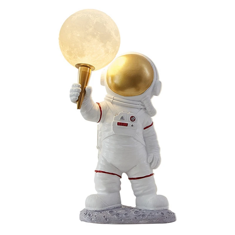 

Astronaut Table Lamp Art Decor Resin Lamp Table Bedroom Lamp Creative Living Room Loft Decoration Moon Light US Plug