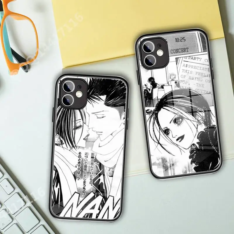 

For iPhone NANA Hot Manga Phone Case Tempered Glass For iPhone 13 11 Pro XR XS MAX 8 X 7 Plus 12 Mini phone Full Coverage covers