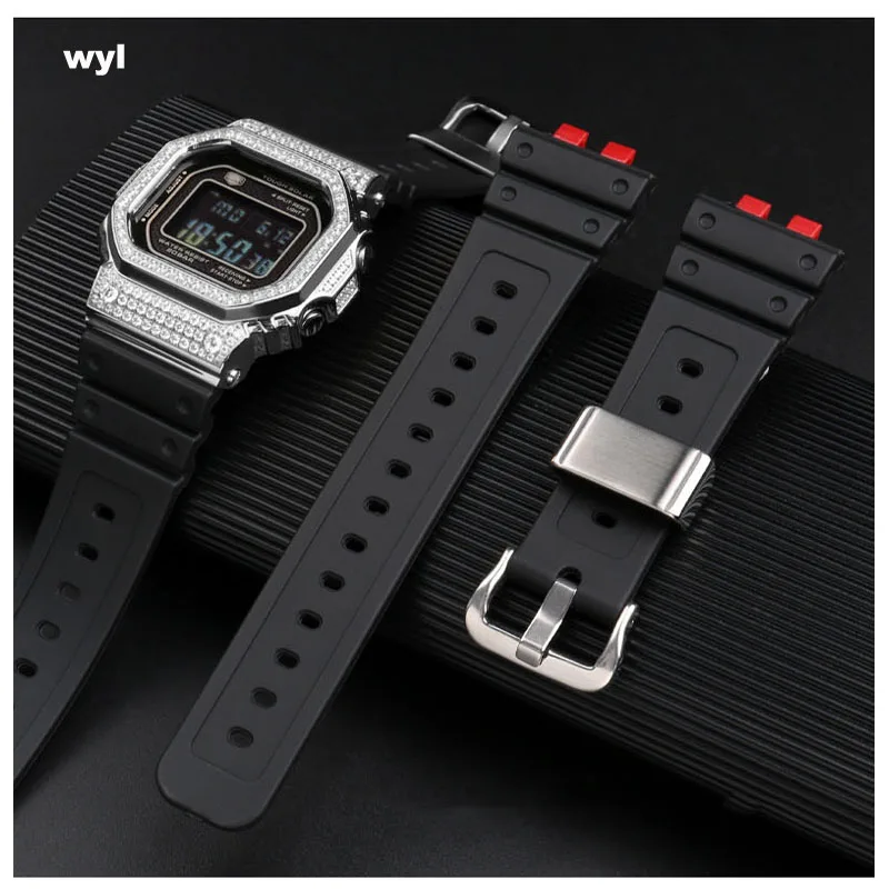 

Resin watchband For Casio G-shock GMW-B5000 watch band Black Waterproof Rubber strap Replacement Bracelet Band Watch Accessories