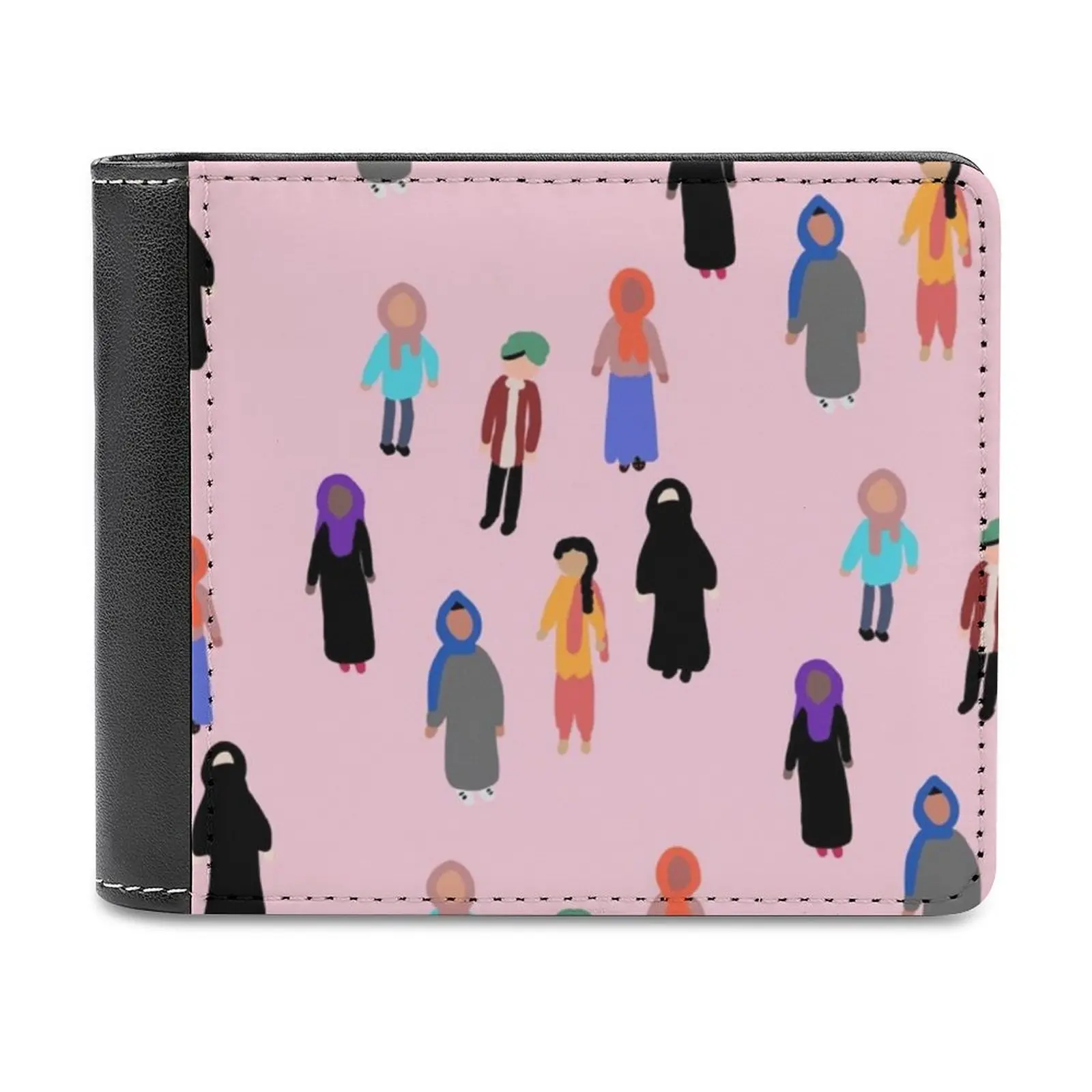 

Muslim Girl Crowd New Men Wallets Pu Leather Men Purse High Quality Male Wallet Muslim Muslimah Hijabi Hijab Doodle