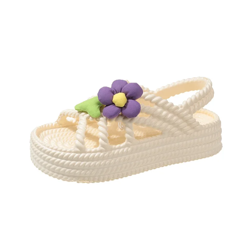 Eva Flowers Platform Beach Sandals Women 2023 Slippers Summer Fashion Korean Version Sandalias Zapatos Mujer Flip Flops Flat