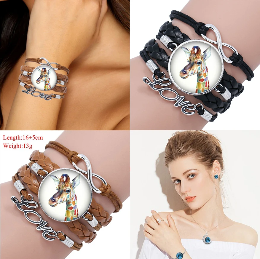 Многослойный кожаный браслет с изображением кардинала и птицы |