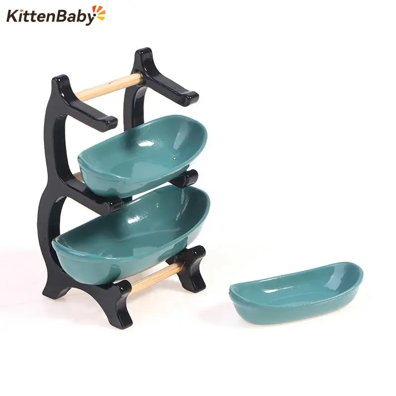 

Dollhouse Mini Double/Three Layer Furniture Shelf Bookshelf Storage Display Stand Dollhouse Furniture For Kitchen Accessories