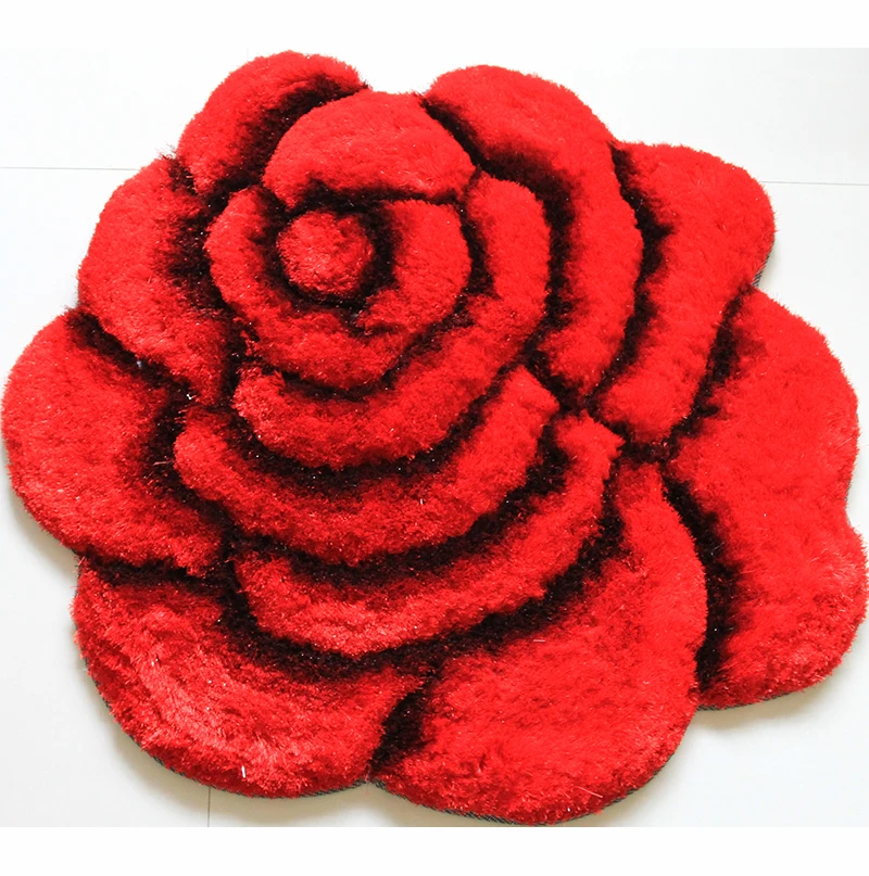 

36 Inch Polyester Flower Shape Hand Tufted 2-inch Thick Shag Rug
