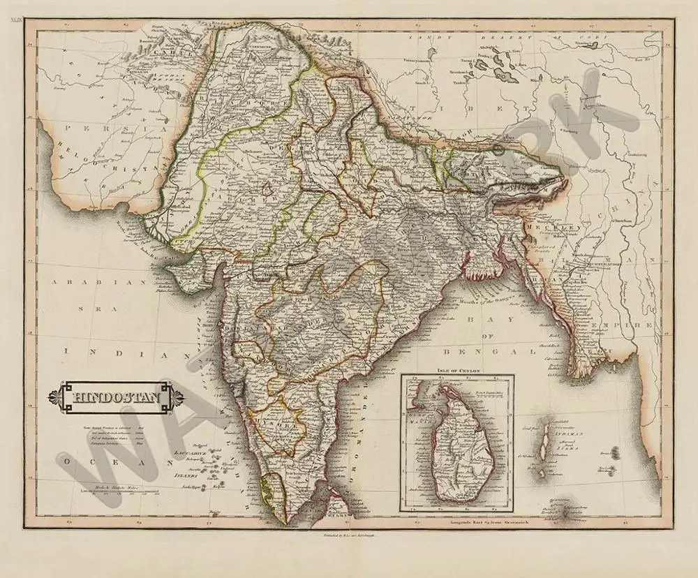 

Hindostan India Map Art Silk Poster Home Wall Decor