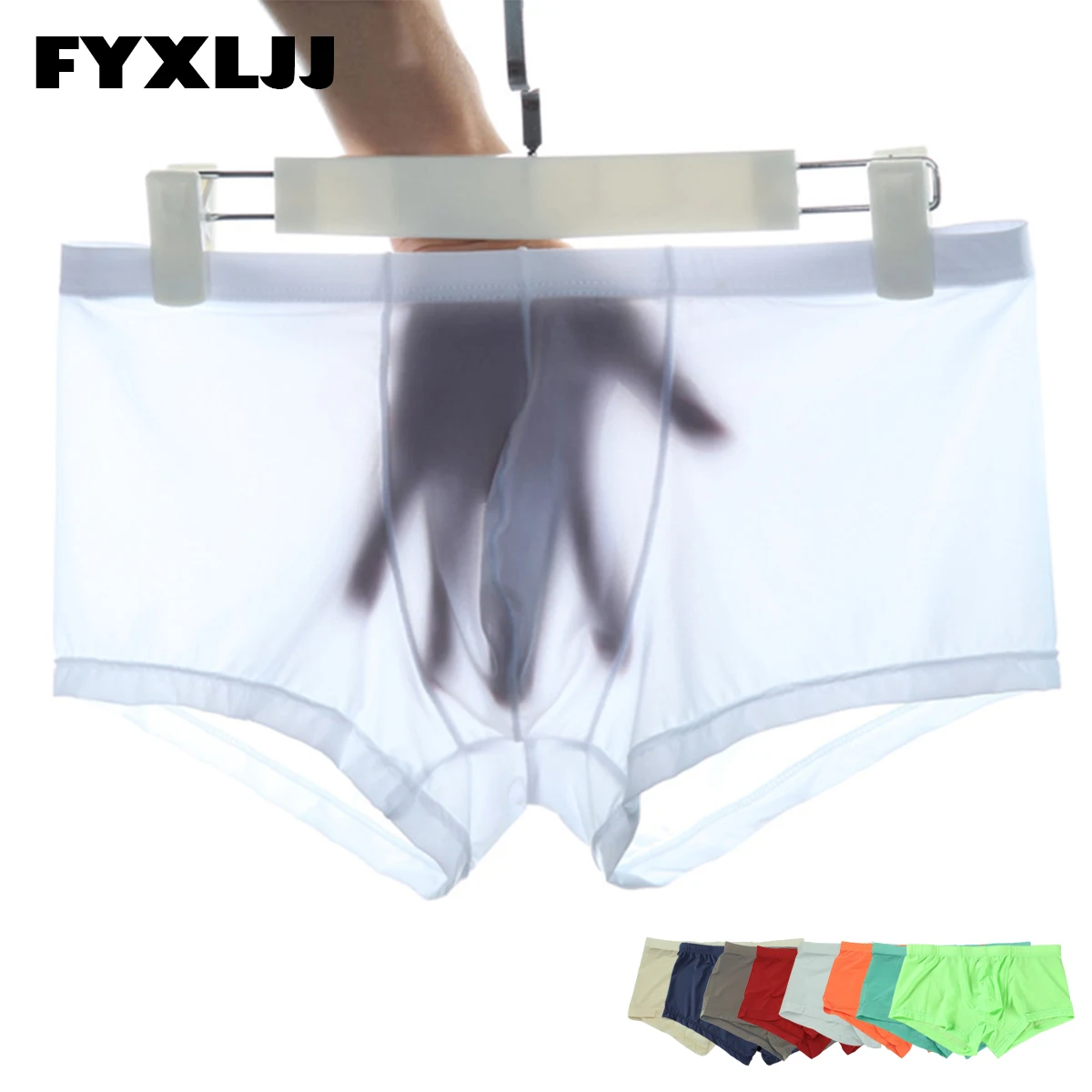 FYXLJJ 10pcs Mens Ice Silk Seamless Underwear Solid Color Ultra-thin Breathable Boxer Shorts Summer Male Underpants Boxershorts