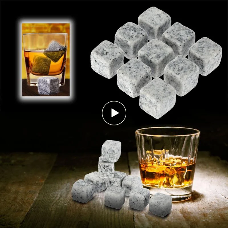 

9pcs Whiskey Stones Sipping Ice Stones Cooler Reusable Whisky Ice Stone Whisky Natural Rocks Bar Wine Cooler Party Wedding Gifts