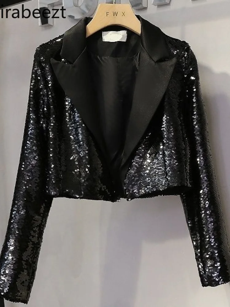Осень 2024 новинка модный приталенный Блестящий блестящий пиджак Все в одном