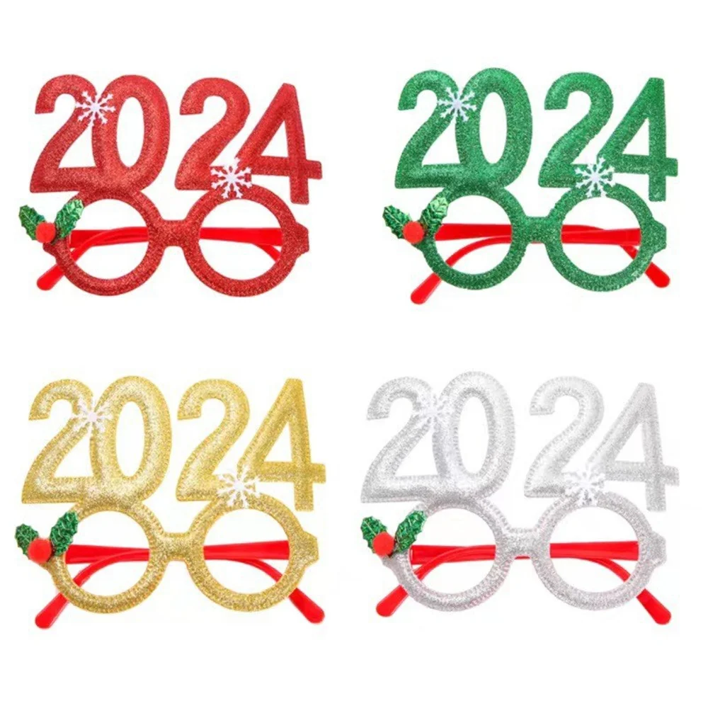 

2024 Glasses Frame Photobooth Props Merry Christmas Ornaments Xmas Navidad Gifts New Year Eve Party Favors Decorations