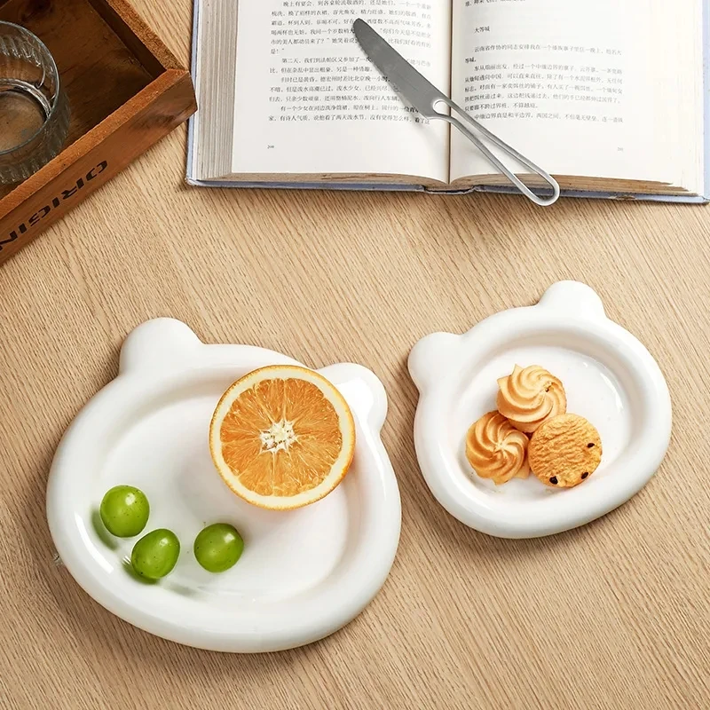 

Creative White Ceramic Tableware Salad Dessert Bowl Snack Plate Household Table Decoration Cake Plate Kitchen Utensils Porcelain