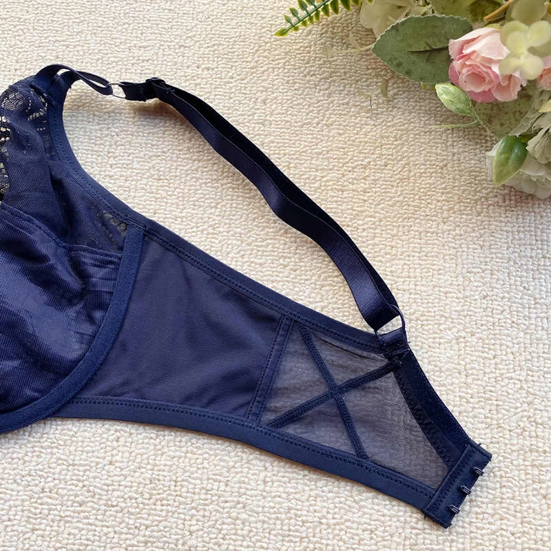 Breathable Womens Deep V Lace Bra 3/4 Cup Non Padded Floral Underwire Female Ultra-thin Underwired Lingerie 34 36 38 40 42 C D E