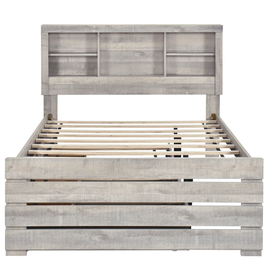 Полноразмерный книжный шкаф в фермерском стиле кровать капитана с тремя ящиками