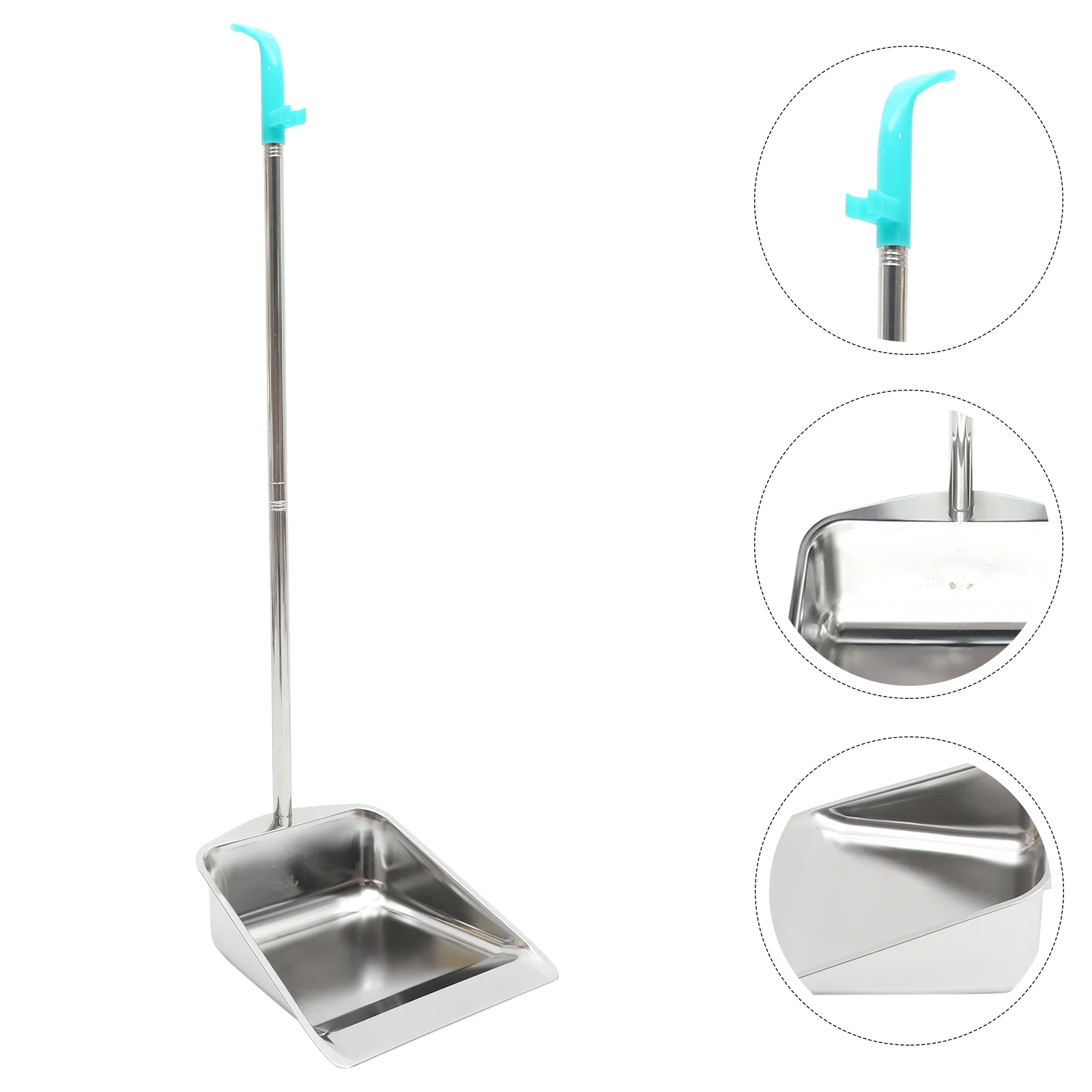 

Metal Trash Can Garbage Cleaning Dust Pan Stainless Steel Home Dustpan Stoop Free Refuse Container Long Handle Office Shelter