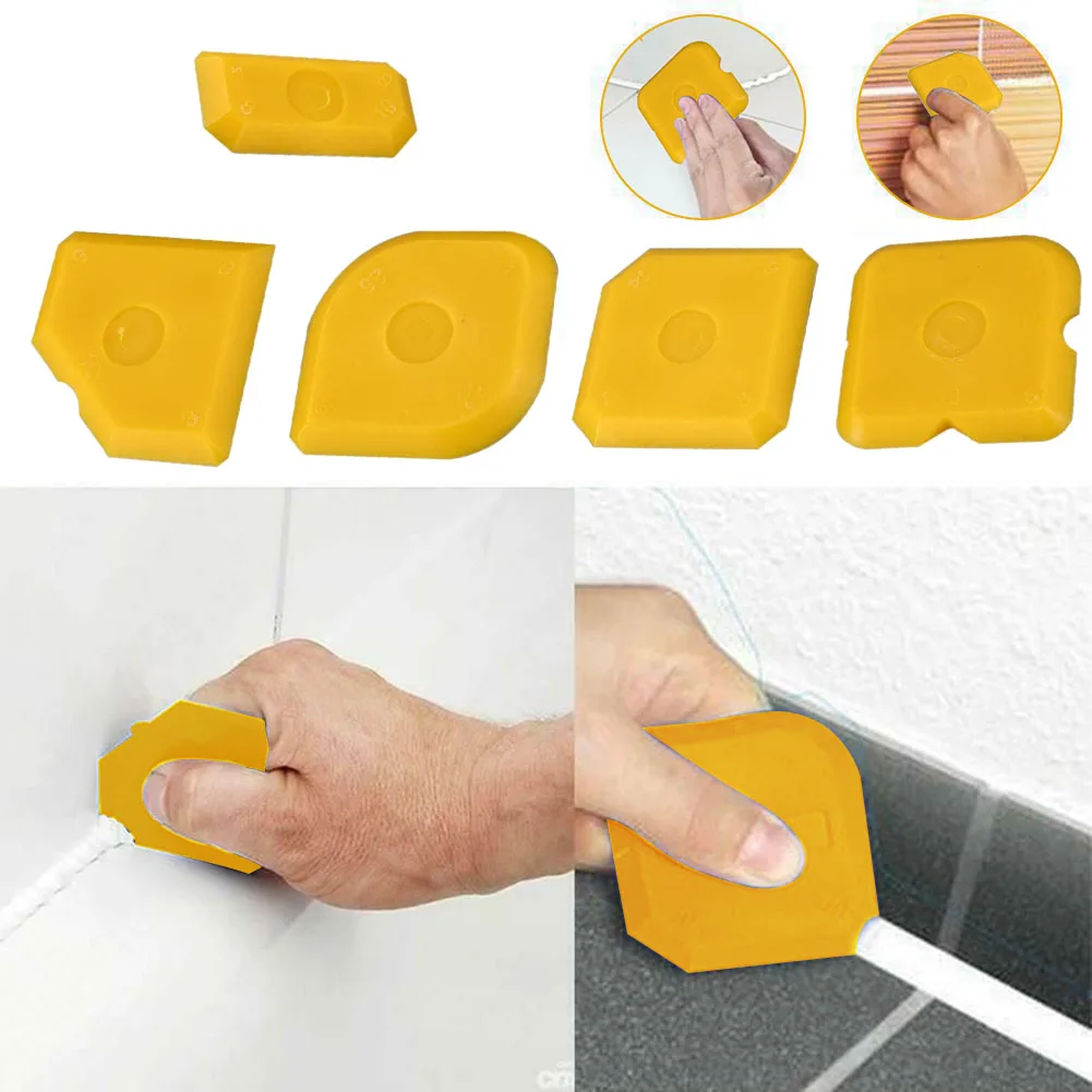 

5pcs Silicone Applicator Scraper Sealant Smooth Remover Tool Silicone Sealant Spreader Finish Kit Caulk Tile Grout Applicator