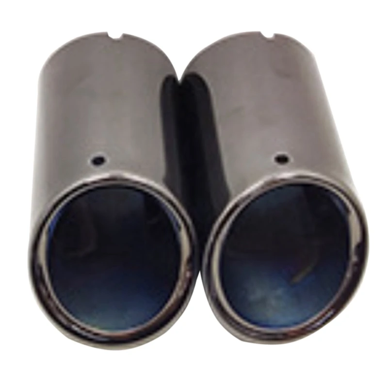 

2Pcs Car Exhaust Tip Tail Pipe, for A4 Tiguan Exhaust Pipe Muffler Pipe Tail Throat Rolled Edge Tip Glossy