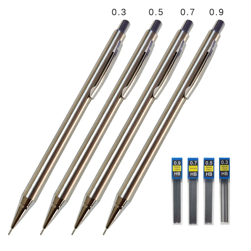 Full Metal Mechanical Pencil 0.3mm/0.5mm/0.7mm/0.9mm High Quality HB Automatic Pencils Writing School Pencils Office Supplies