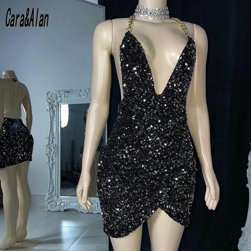 

Cara&Alan Little Black Prom Dresses 2022 Backless Short Party Gowns Sleeveless Girls Graduation Dress Cutom Made Homecoming Wear