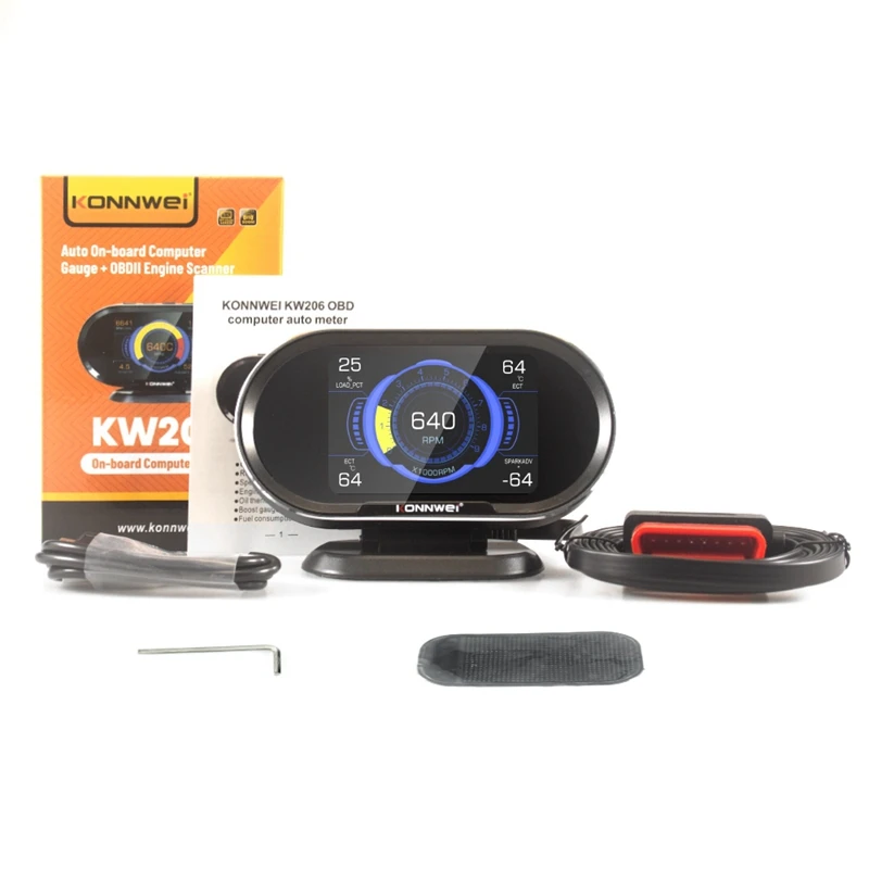 Автомобильный цифровой измеритель HUD KONNWEI KW206 OBD2 автомобильный умный OBD спидометр
