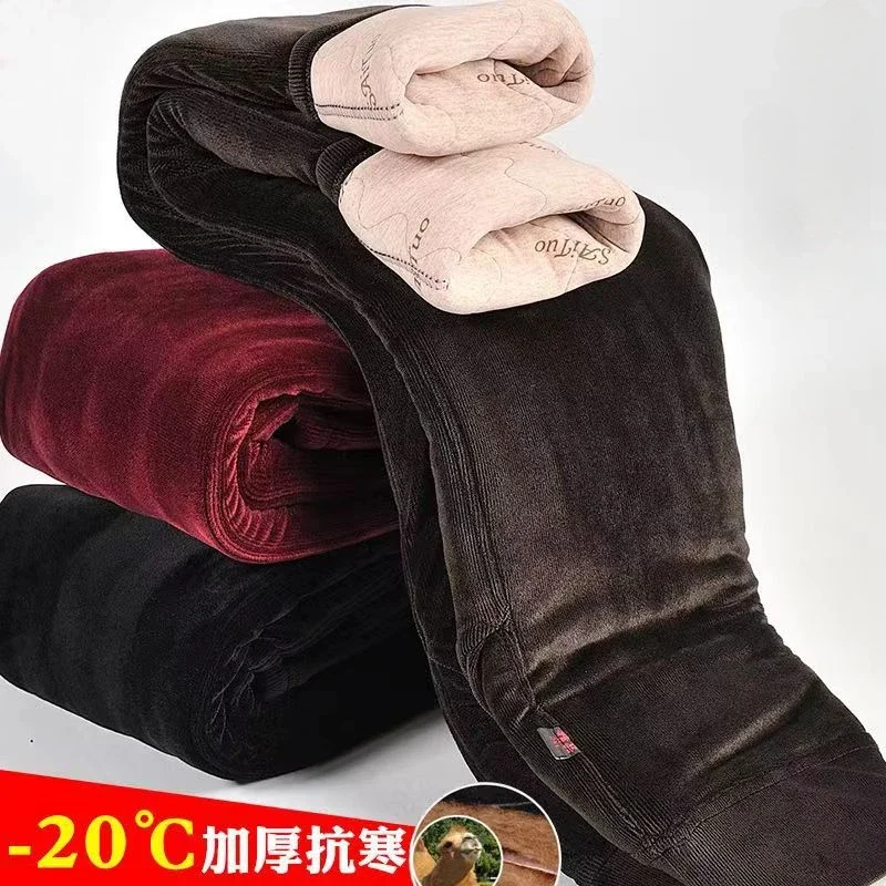 Зимние леггинсы женские золотые бархатные однотонные толстые брюки с высокой