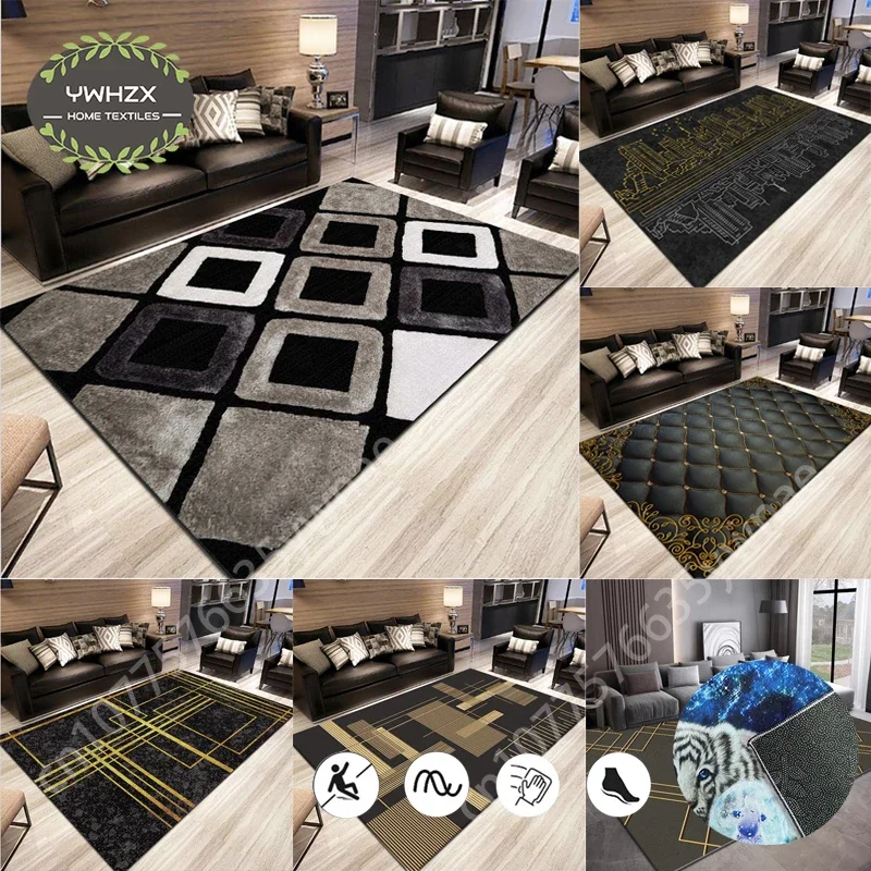 

Geometry Felt Carpet Bedroom Area Rugs Non-slip Floor Mat for Home Living Room Decoration Bedside Hallway Washable Soft Door Mat