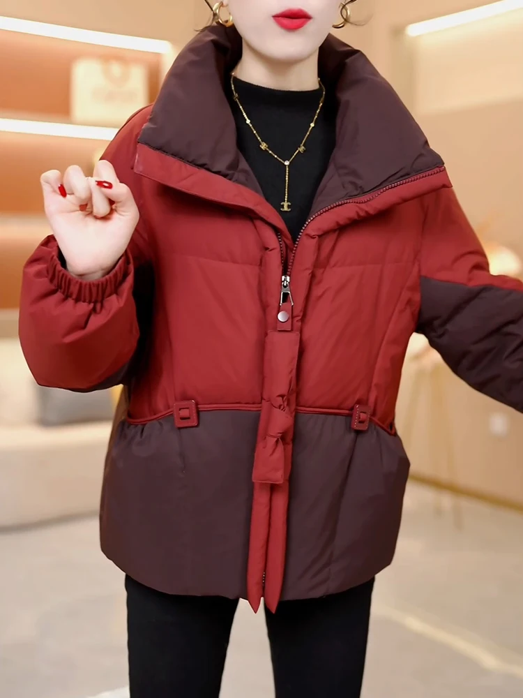 Высококачественная свободная теплая куртка с воротником-стойкой женская зимняя