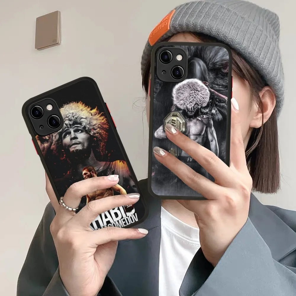 Чехол для телефона UFC Khabib Cool Nurmagomedov iPhone 14 11 12 13 Mini Pro Max 8 7 Plus X XR XS MAX полупрозрачный
