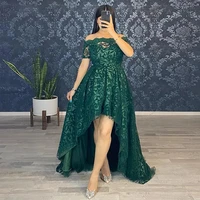 green high low evening dresses prom robe de soiree boat neck graduation vestidos fiesta homecoming party cocktail dresses