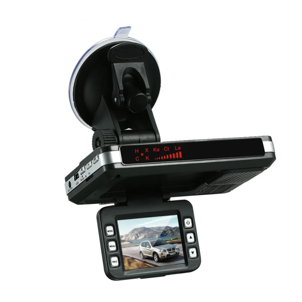 

2 in 1 Car DVR Camera Dash Cam Detector Speed Voice Alert Alarming System English Russian Voice Radar Detector X CT Dash Camera