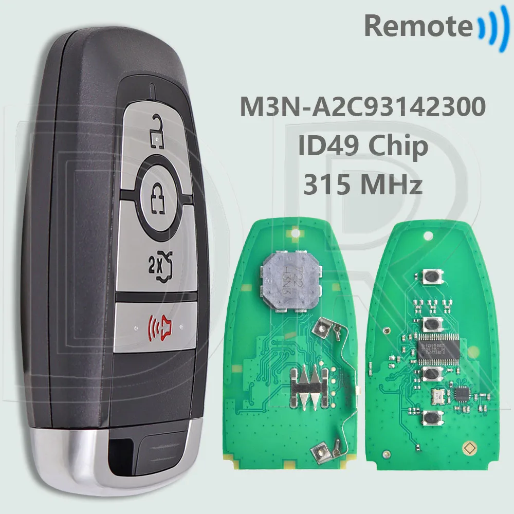 

DR M3N-A2C 93142300 ID49 315 МГц автомобильный дистанционный ключ для Frod Explorer Eco Sport Edgs F Series Fusion Mustang Shelby Cobra GT350