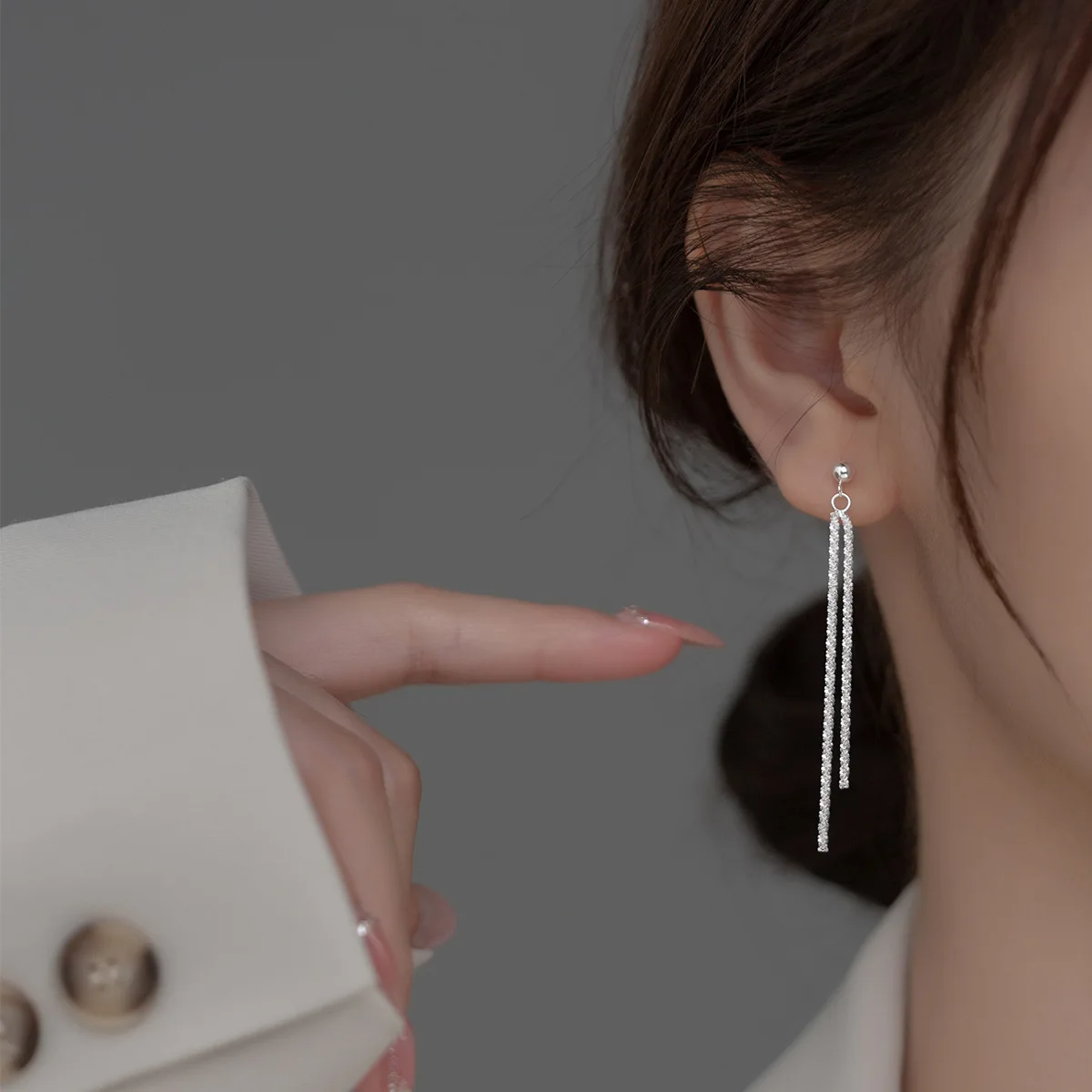 

Женские длинные серьги-кисточки со звездами, из серебра 925 пробы