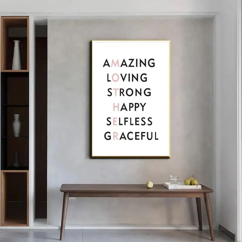 Скандинавский постер с надписью Мама Картина на холсте замечательными словами