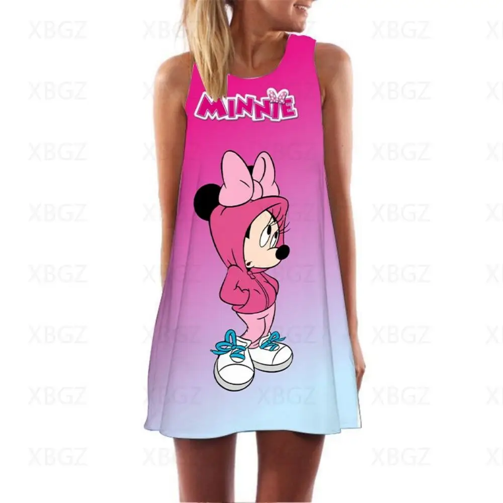 

Sleeveless Summer Dresses Woman 2022 Minnie Mouse Mini Dress Women Mickey Women's Boho Sexy Fashion Cartoon Beach Cool Top Print