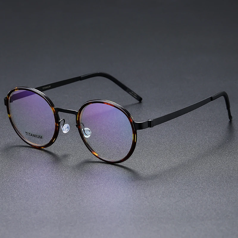 9752 круглые очки без винта для мужчин и женщин титановая оправа очков мужские