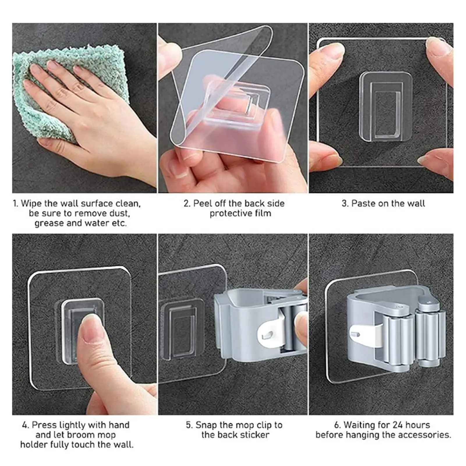 

Mop and Broom Holder Wall Mount | Broom Holders for The Wall | Broom Organizer Wall Mount Self Adhesive for Kitchen Gara